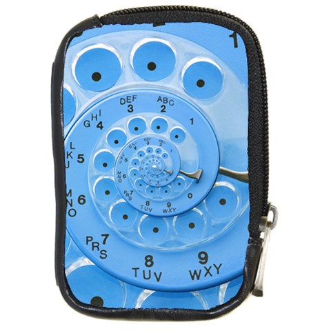 Retro Vintage Blue Rotary Dial Spiral Droste Compact Camera Leather Case from ArtsNow.com Front