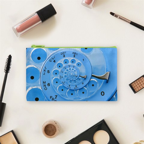 Retro Vintage Blue Rotary Dial Spiral Droste Cosmetic Bag (Small) from ArtsNow.com Front