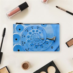 Retro Vintage Blue Rotary Dial Spiral Droste Cosmetic Bag (Small) from ArtsNow.com Front