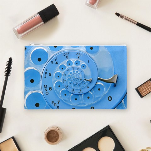 Retro Vintage Blue Rotary Dial Spiral Droste Cosmetic Bag (Medium) from ArtsNow.com Front