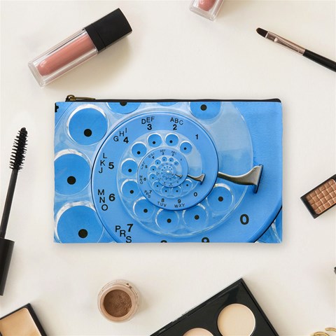 Retro Vintage Blue Rotary Dial Spiral Droste Cosmetic Bag (Medium) from ArtsNow.com Front