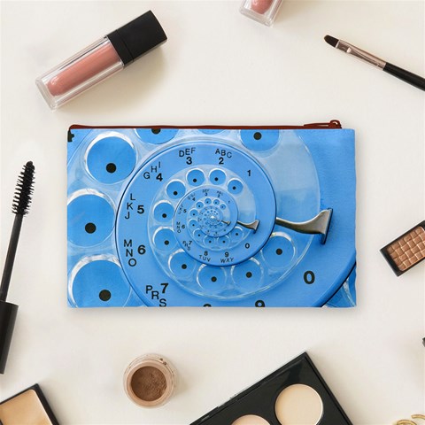 Retro Vintage Blue Rotary Dial Spiral Droste Cosmetic Bag (Medium) from ArtsNow.com Back