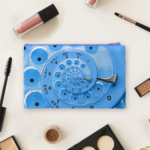 Retro Vintage Blue Rotary Dial Spiral Droste Cosmetic Bag (Medium) from ArtsNow.com Back