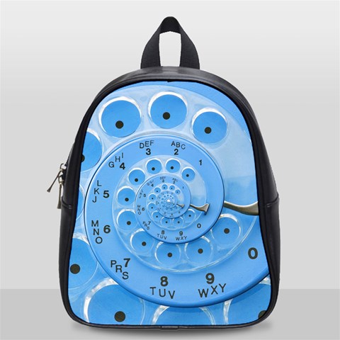 Retro Vintage Blue Rotary Dial Spiral Droste School Bag (Small) from ArtsNow.com Front