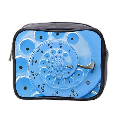 Retro Vintage Blue Rotary Dial Spiral Droste Mini Toiletries Bag (Two Sides) from ArtsNow.com Front