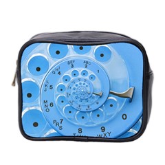 Retro Vintage Blue Rotary Dial Spiral Droste Mini Toiletries Bag (Two Sides) from ArtsNow.com Front