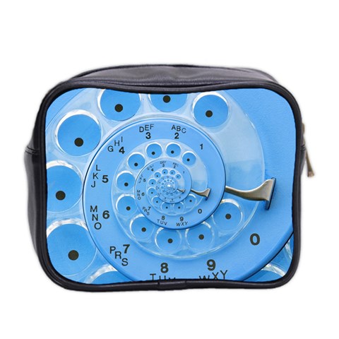 Retro Vintage Blue Rotary Dial Spiral Droste Mini Toiletries Bag (Two Sides) from ArtsNow.com Back