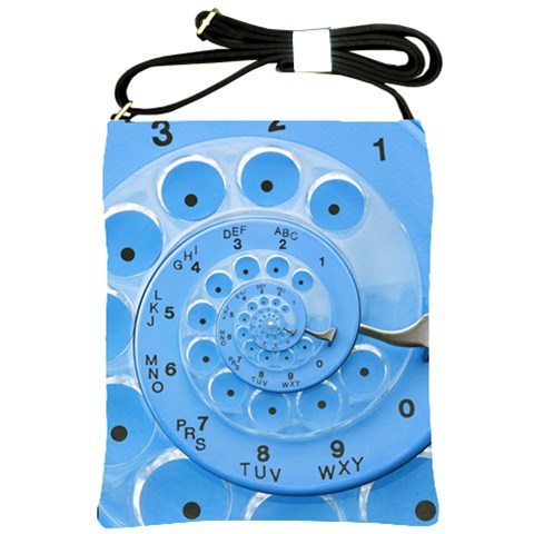 Retro Vintage Blue Rotary Dial Spiral Droste Shoulder Sling Bag from ArtsNow.com Front