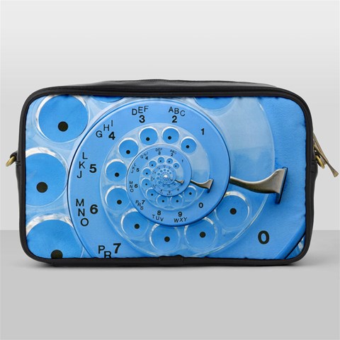 Retro Vintage Blue Rotary Dial Spiral Droste Toiletries Bag (One Side) from ArtsNow.com Front