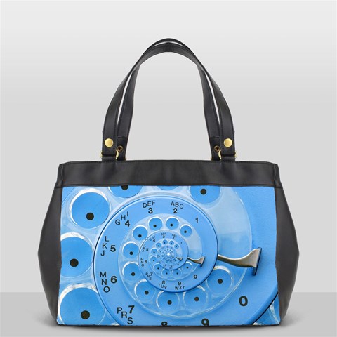 Retro Vintage Blue Rotary Dial Spiral Droste Oversize Office Handbag (2 Sides) from ArtsNow.com Front