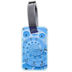 Retro Vintage Blue Rotary Dial Spiral Droste Luggage Tag (two sides) from ArtsNow.com Front