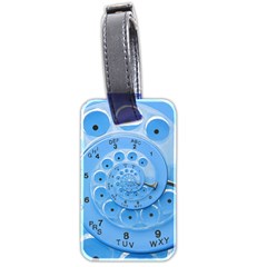 Retro Vintage Blue Rotary Dial Spiral Droste Luggage Tag (two sides) from ArtsNow.com Back