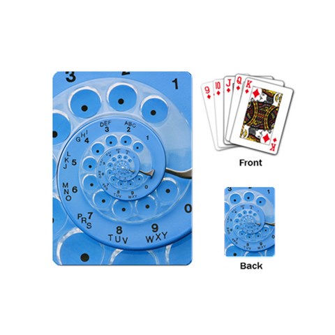 Retro Vintage Blue Rotary Dial Spiral Droste Playing Cards (Mini) from ArtsNow.com Back