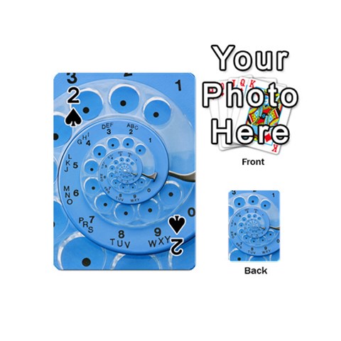 Retro Vintage Blue Rotary Dial Spiral Droste Playing Cards 54 (Mini) from ArtsNow.com Front - Spade2