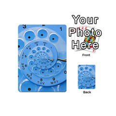 Retro Vintage Blue Rotary Dial Spiral Droste Playing Cards 54 (Mini) from ArtsNow.com Back