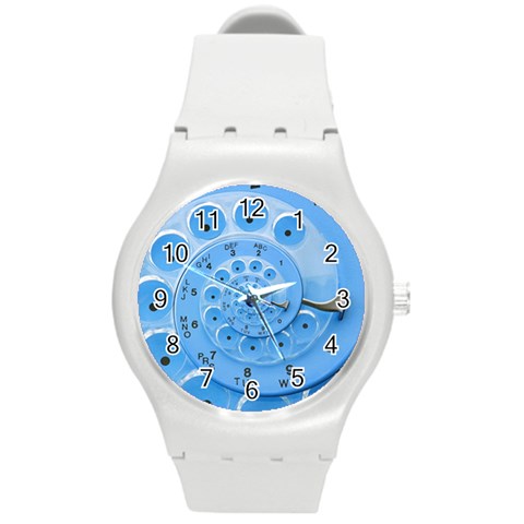 Retro Vintage Blue Rotary Dial Spiral Droste Round Plastic Sport Watch (M) from ArtsNow.com Front