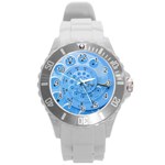 Retro Vintage Blue Rotary Dial Spiral Droste Round Plastic Sport Watch (L)