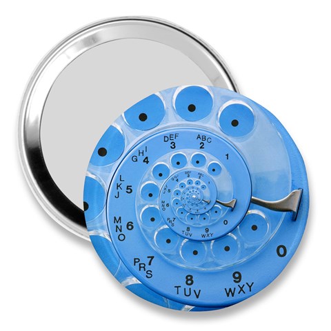 Retro Vintage Blue Rotary Dial Spiral Droste 3  Handbag Mirror from ArtsNow.com Front