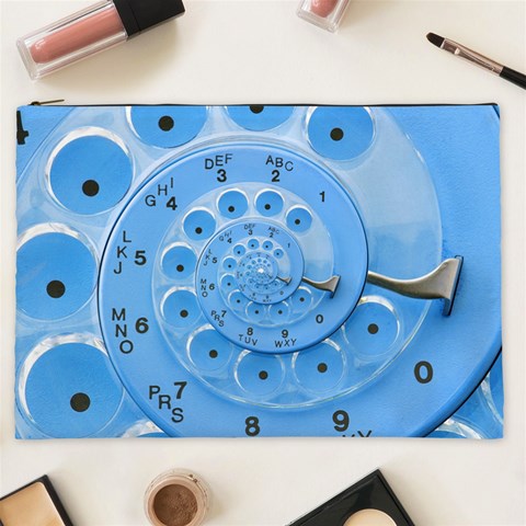 Retro Vintage Blue Rotary Dial Spiral Droste Cosmetic Bag (XXL) from ArtsNow.com Front