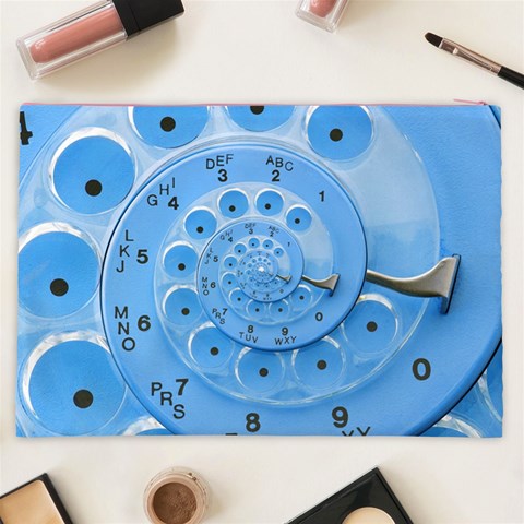 Retro Vintage Blue Rotary Dial Spiral Droste Cosmetic Bag (XXL) from ArtsNow.com Back