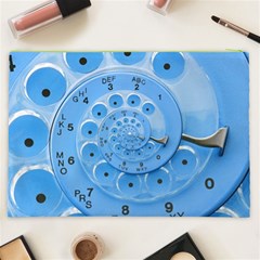 Retro Vintage Blue Rotary Dial Spiral Droste Cosmetic Bag (XXL) from ArtsNow.com Back