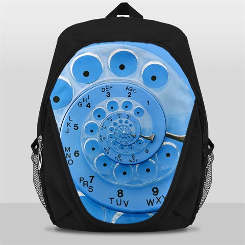 Retro Vintage Blue Rotary Dial Spiral Droste Backpack Bag from ArtsNow.com Front