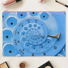 Retro Vintage Blue Rotary Dial Spiral Droste Cosmetic Bag (XXXL) from ArtsNow.com Front