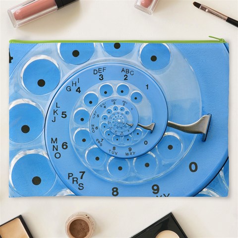 Retro Vintage Blue Rotary Dial Spiral Droste Cosmetic Bag (XXXL) from ArtsNow.com Back