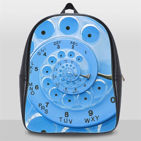 Retro Vintage Blue Rotary Dial Spiral Droste School Bag (XL) from ArtsNow.com Front