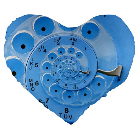 Retro Vintage Blue Rotary Dial Spiral Droste Large 19  Premium Heart Shape Cushion from ArtsNow.com Front