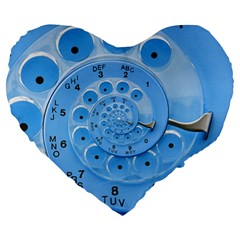 Retro Vintage Blue Rotary Dial Spiral Droste Large 19  Premium Heart Shape Cushion from ArtsNow.com Front