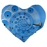 Retro Vintage Blue Rotary Dial Spiral Droste Large 19  Premium Heart Shape Cushion