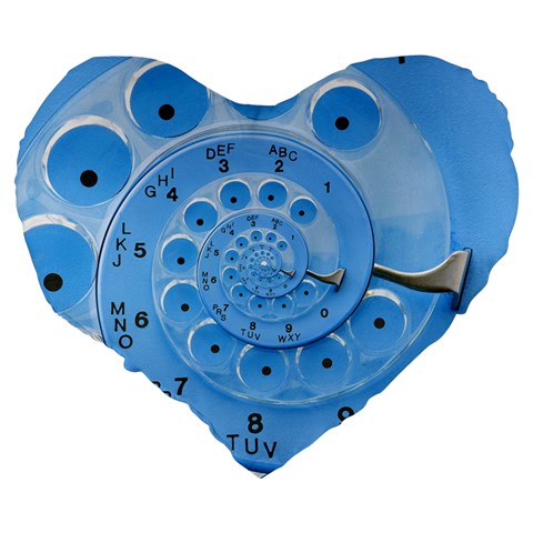 Retro Vintage Blue Rotary Dial Spiral Droste Large 19  Premium Heart Shape Cushion from ArtsNow.com Back