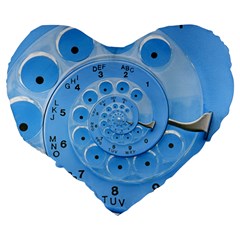 Retro Vintage Blue Rotary Dial Spiral Droste Large 19  Premium Heart Shape Cushion from ArtsNow.com Back