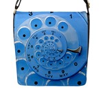 Retro Vintage Blue Rotary Dial Spiral Droste Flap Closure Messenger Bag (L)