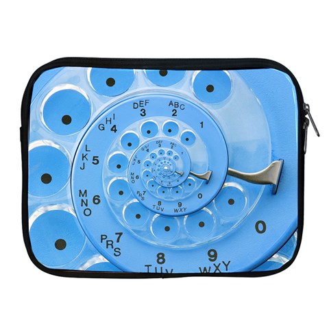 Retro Vintage Blue Rotary Dial Spiral Droste Apple iPad 2/3/4 Zipper Case from ArtsNow.com Front