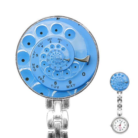 Retro Vintage Blue Rotary Dial Spiral Droste Stainless Steel Nurses Watch from ArtsNow.com Front