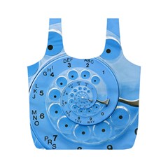 Retro Vintage Blue Rotary Dial Spiral Droste Full Print Recycle Bag (M) from ArtsNow.com Back