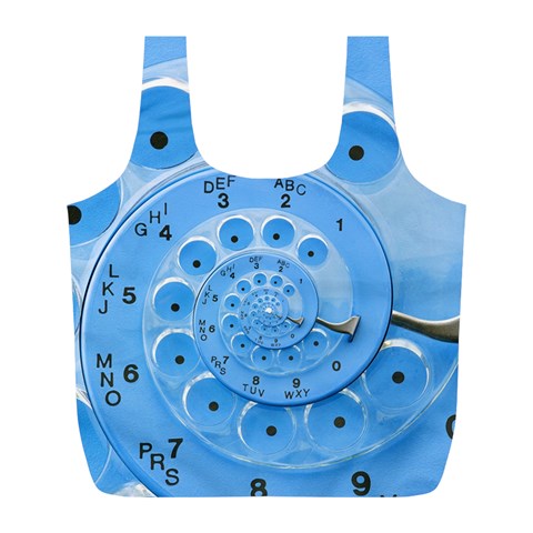 Retro Vintage Blue Rotary Dial Spiral Droste Full Print Recycle Bag (L) from ArtsNow.com Back