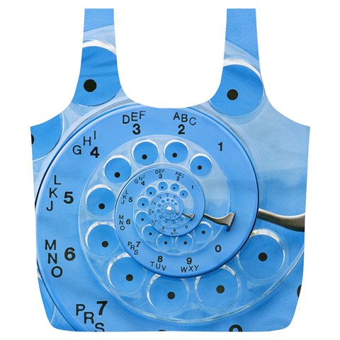 Retro Vintage Blue Rotary Dial Spiral Droste Full Print Recycle Bag (XL) from ArtsNow.com Back