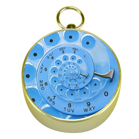 Retro Vintage Blue Rotary Dial Spiral Droste Gold Compass from ArtsNow.com Front