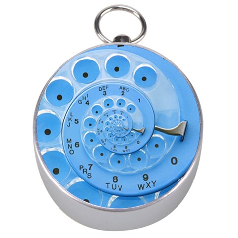 Retro Vintage Blue Rotary Dial Spiral Droste Silver Compass from ArtsNow.com Front