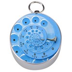 Retro Vintage Blue Rotary Dial Spiral Droste Silver Compass