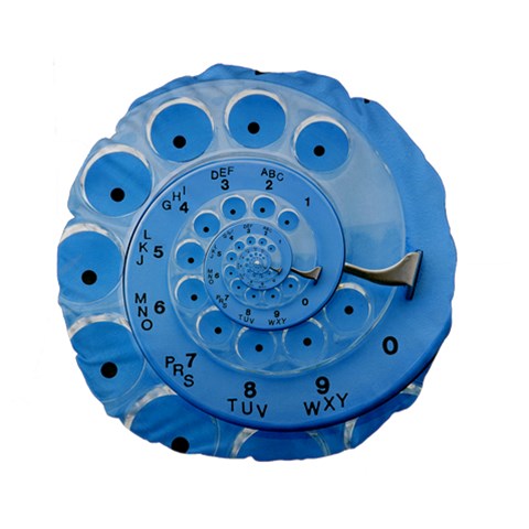 Retro Vintage Blue Rotary Dial Spiral Droste Standard 15  Premium Flano Round Cushion  from ArtsNow.com Front