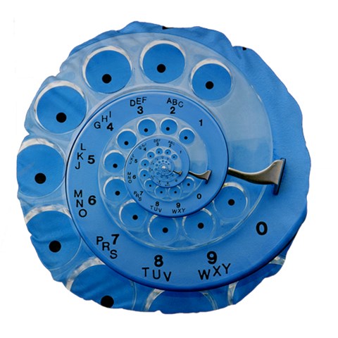 Retro Vintage Blue Rotary Dial Spiral Droste Large 18  Premium Flano Round Cushion  from ArtsNow.com Front