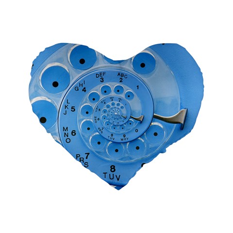 Retro Vintage Blue Rotary Dial Spiral Droste Standard 16  Premium Flano Heart Shape Cushion  from ArtsNow.com Front