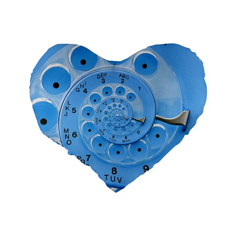 Retro Vintage Blue Rotary Dial Spiral Droste Standard 16  Premium Flano Heart Shape Cushion  from ArtsNow.com Back