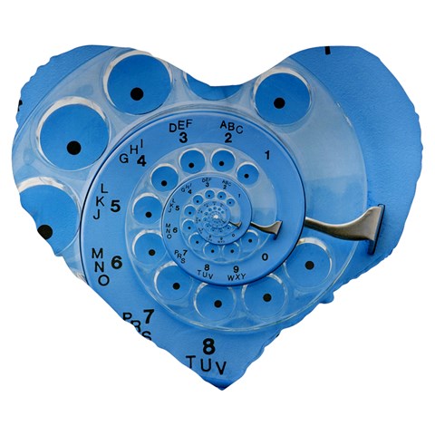 Retro Vintage Blue Rotary Dial Spiral Droste Large 19  Premium Flano Heart Shape Cushion from ArtsNow.com Front