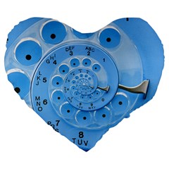 Retro Vintage Blue Rotary Dial Spiral Droste Large 19  Premium Flano Heart Shape Cushion from ArtsNow.com Front