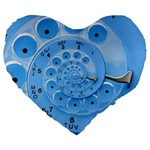 Retro Vintage Blue Rotary Dial Spiral Droste Large 19  Premium Flano Heart Shape Cushion